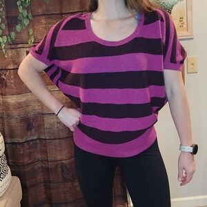 Striped Pink and Black Women's Top